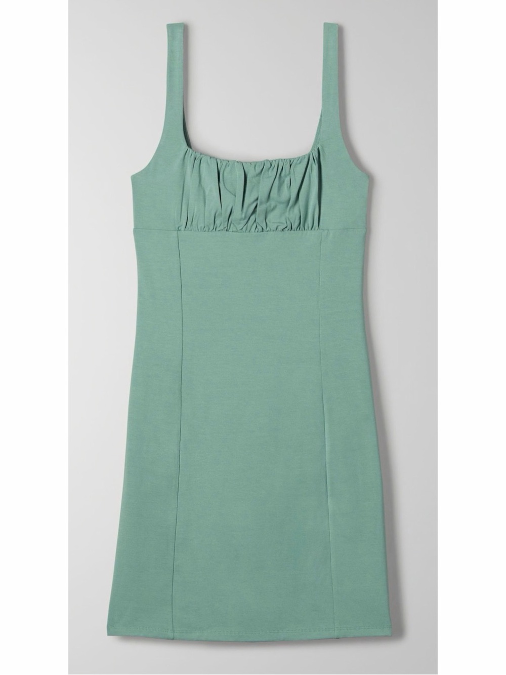 Aritzia Wilfred Free Orbit Ruched Bust Mini Dress Green